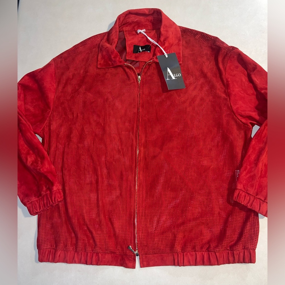 NWT Algo of Switzerland Red Suede Leather Jacket XL